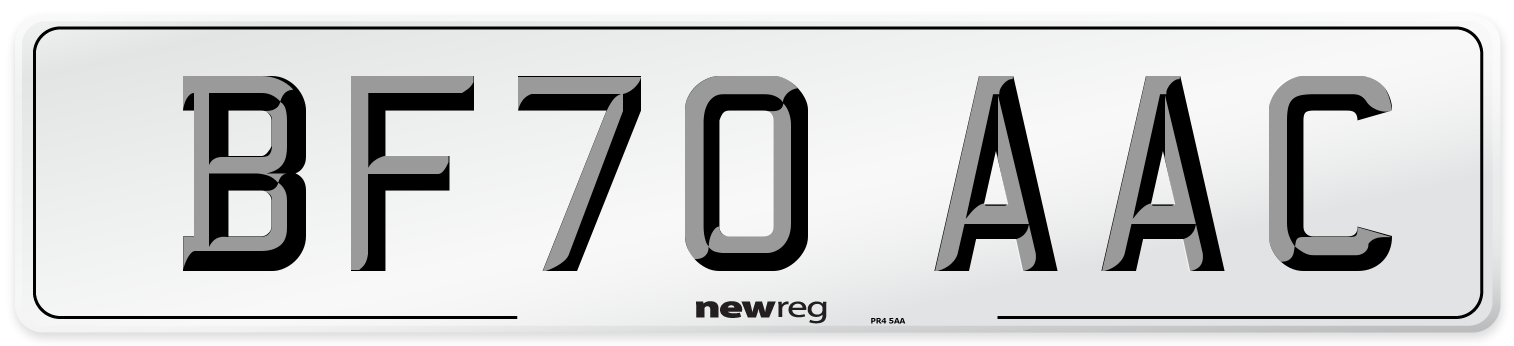 BF70 AAC Number Plate from New Reg